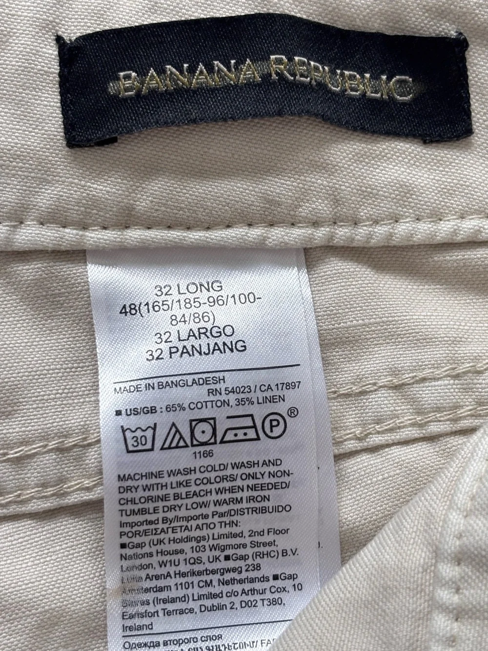 BANANA REPUBLIC Relaxed Fit Rolled Cuff Mid Rise Cotton Linen Pants--NWT--32L